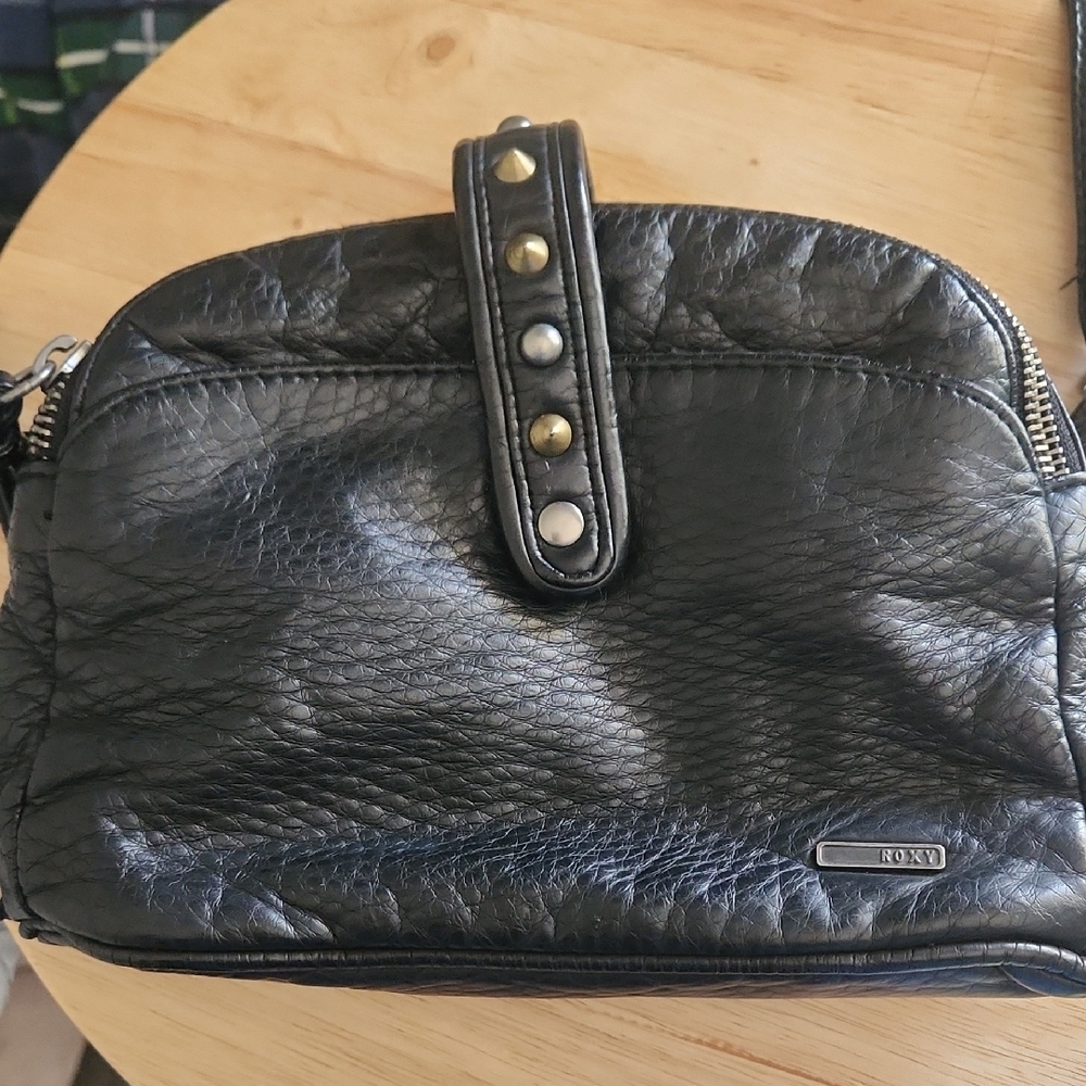 Roxy Black Leather Studded Crossbody Bag